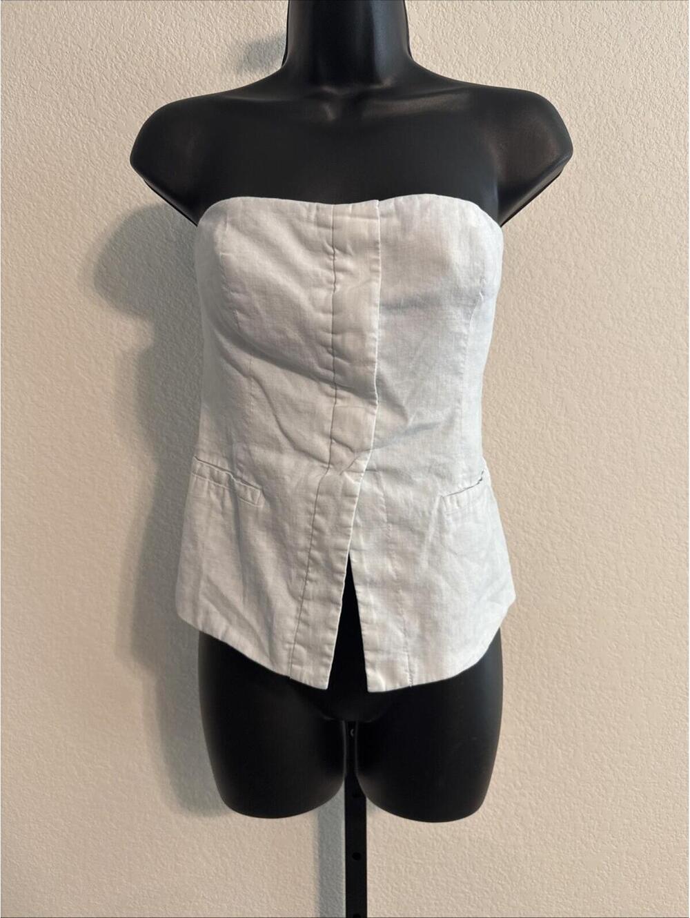 ALC A.L.C.Renee Linen Strapless Top Strapless Top Shelf Bra Sz 6